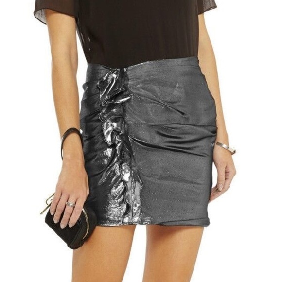 ISABEL MARANT Anouk Metallic Silk Mini Skirt FR 38 - Picture 2 of 3